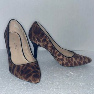 The Limited Brown Stiletto Leopard Faux Fur Heels